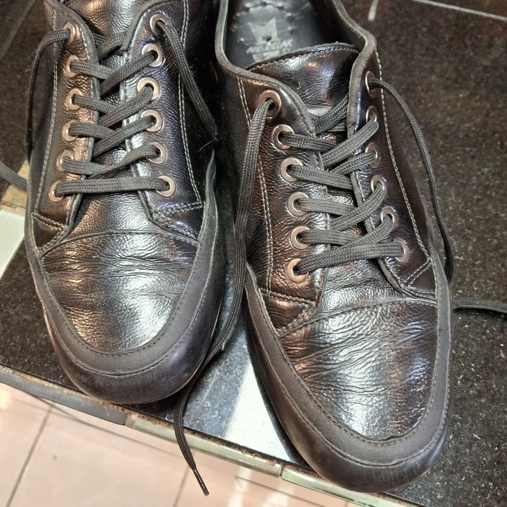Mephisto Air Relax Black Leather Lace-Up Low Top Comfy Shoes Women Size 9.5